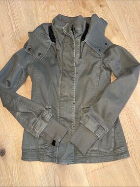 Fox Olive Green Utility Jacket with Ribbed Cuffs